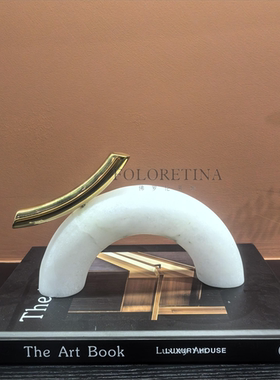 现代轻奢简约天然云石几何摆件样板间桌面石材南瓜梨子装饰品设计