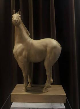 新中式复古风酒店大堂玄关桌面骏马创意雕塑摆件中古风原创马摆设