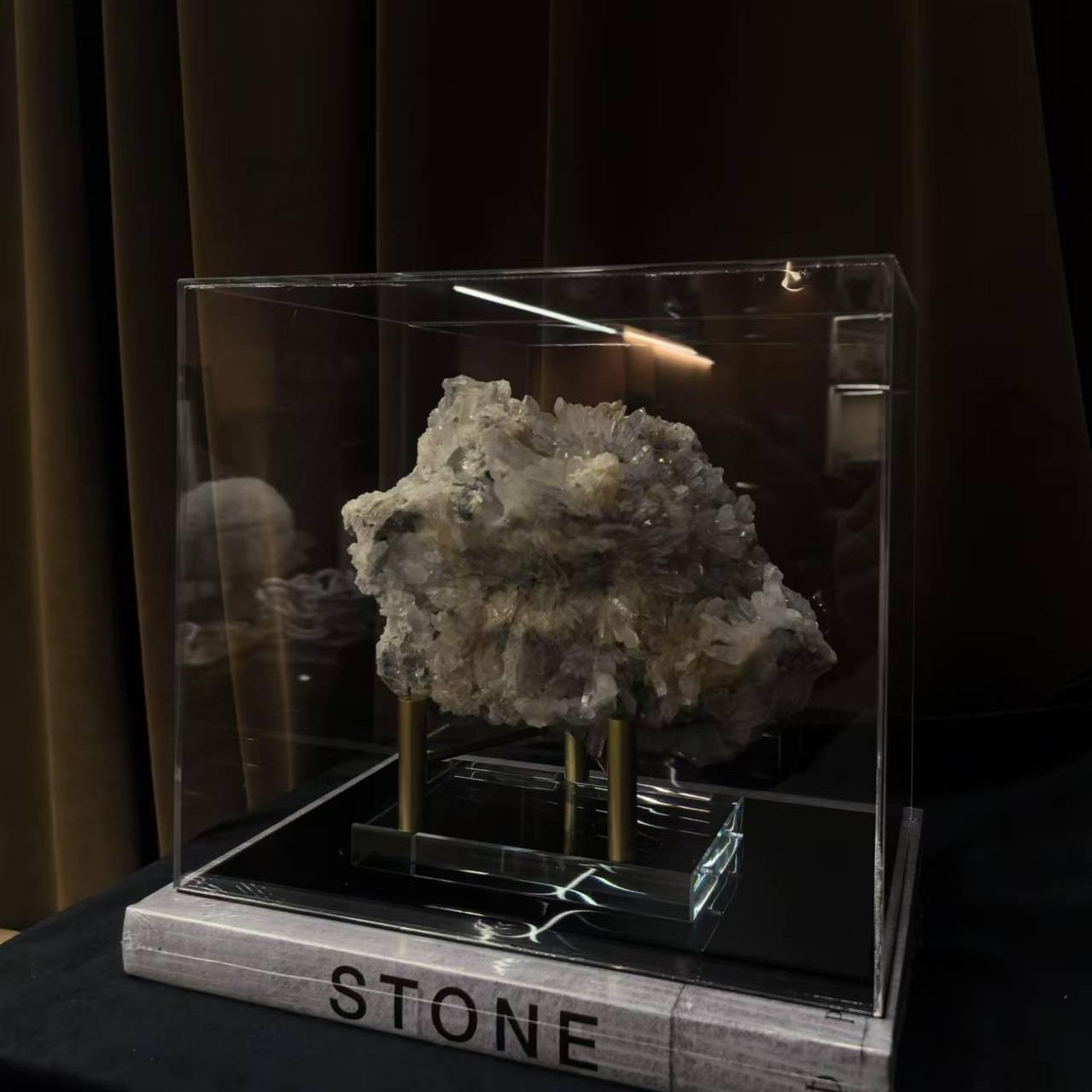 现代轻奢天然矿石奇石紫水晶装饰品组合摆件样板间桌面矿石摆设