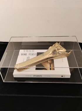 现代轻奢复古欧式鳄鱼头装饰品摆件样板间茶几亚克力组合动物摆设