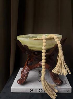 中古风复古风巴基斯坦玉石创意果盘装饰品样板间高端少众石材果盘