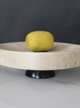 现代简约天然石材创意果盘装饰品摆设样板间售楼处大理石果盘花器