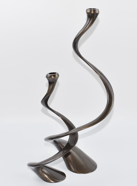 现代轻奢进口黄铜烛台摆件