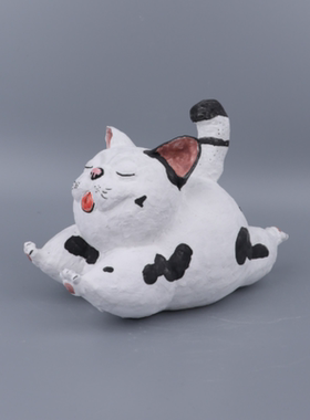 现代轻奢简约手绘陶瓷卡通动物创意摆件样板间儿童房招财猫装饰品