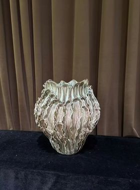 中古风复古风手工陶瓷高端异形花器摆设样板间售楼处少众花瓶摆件