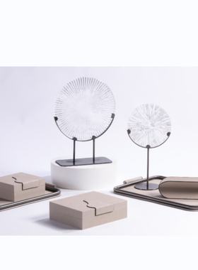 意式极简轻奢五金皮革托盘高档首饰盒收纳盒样板间金属创意装饰品