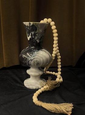 中古风冷翡翠天然大理石几何创意花器样板间售楼处天然石材花瓶