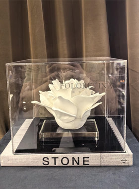 现代轻奢手工陶瓷牡丹花装饰品摆设样板间桌面原创陶瓷花卉摆设