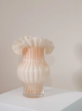 中古风手工玻璃花瓣异形花器复古风疏离几何创意花瓶装饰品摆设