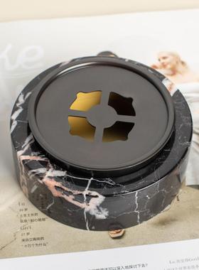 现代轻奢马毛皮革旋转烟灰缸