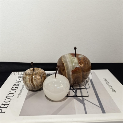 现代轻奢简约阿富汗玉石苹果装饰摆件样板间水果玉石高端装饰品