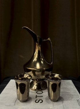 中古风复古风陶瓷电镀水壶组合摆设样板间售楼处少众陶瓷壶装饰品