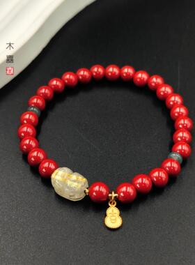 朱事大吉|96高含量帝王砂貔貅手串朱砂新中式原创设计