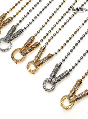 保色电镀泰国微镶钻钛钢佛牌链子