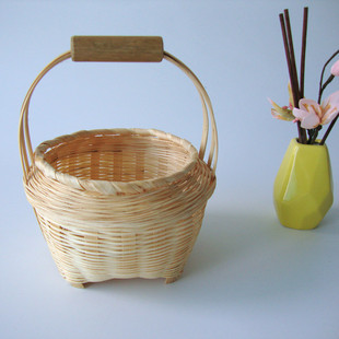 纯手工竹编篮子 家用客厅圆形方形零食盘干果盘 创意民间手工艺品