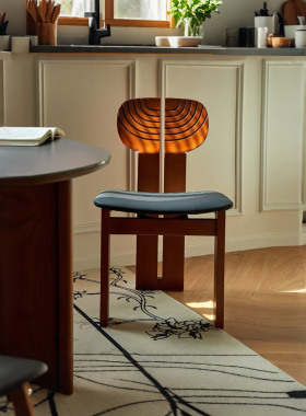 中古复古实木椅子靠背椅设计师休闲餐椅家用现代简约化妆北欧