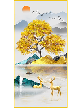 入门轻奢风铝合金框竖版装饰画