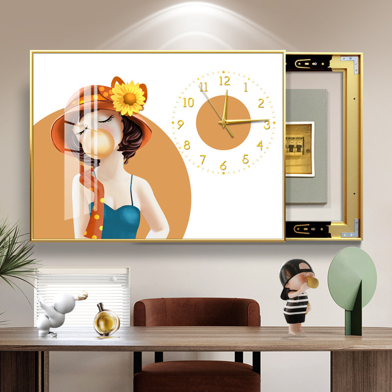 电表箱装饰画时钟北欧简约轻奢