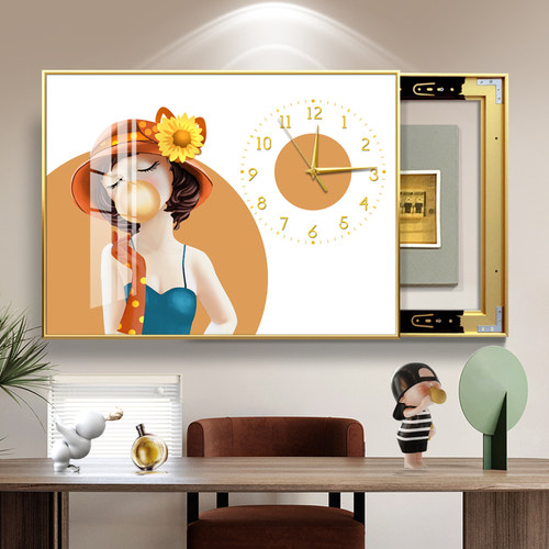 电表箱装饰画时钟北欧简约轻奢