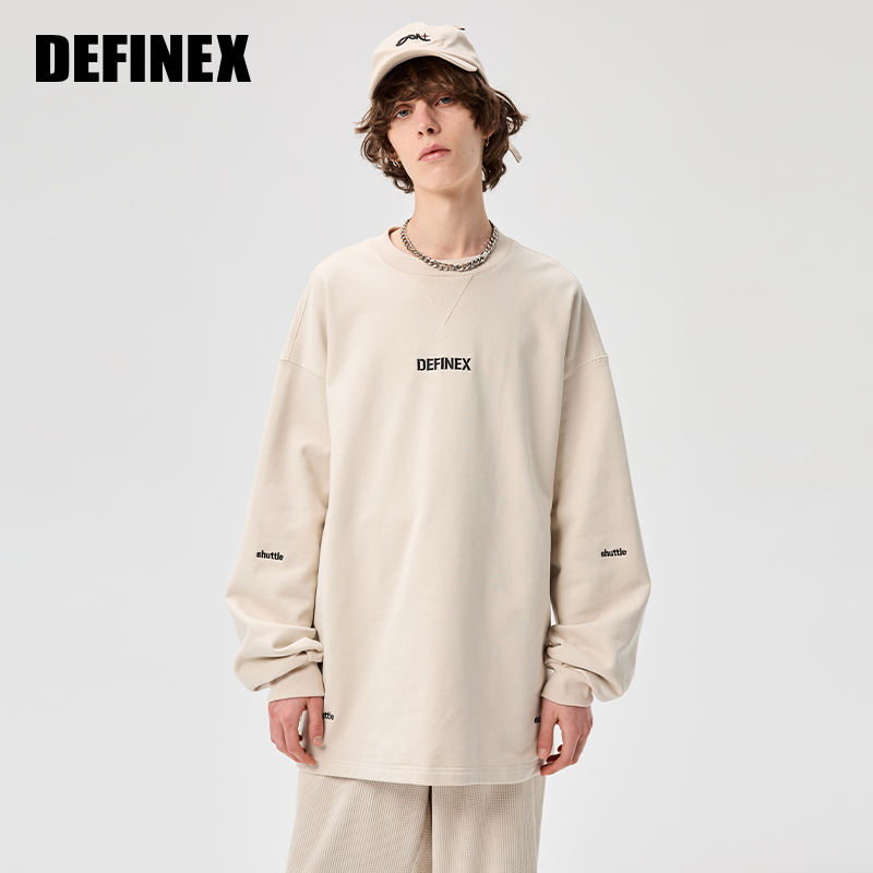 DEFINEX潮牌秋季套头长袖卫衣宽松刺绣字母男女同款圆领街头休闲
