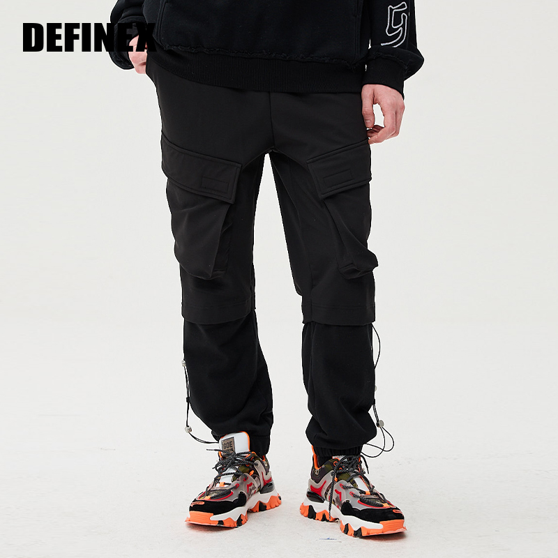 拼接卫衣棉百搭束脚口休闲裤