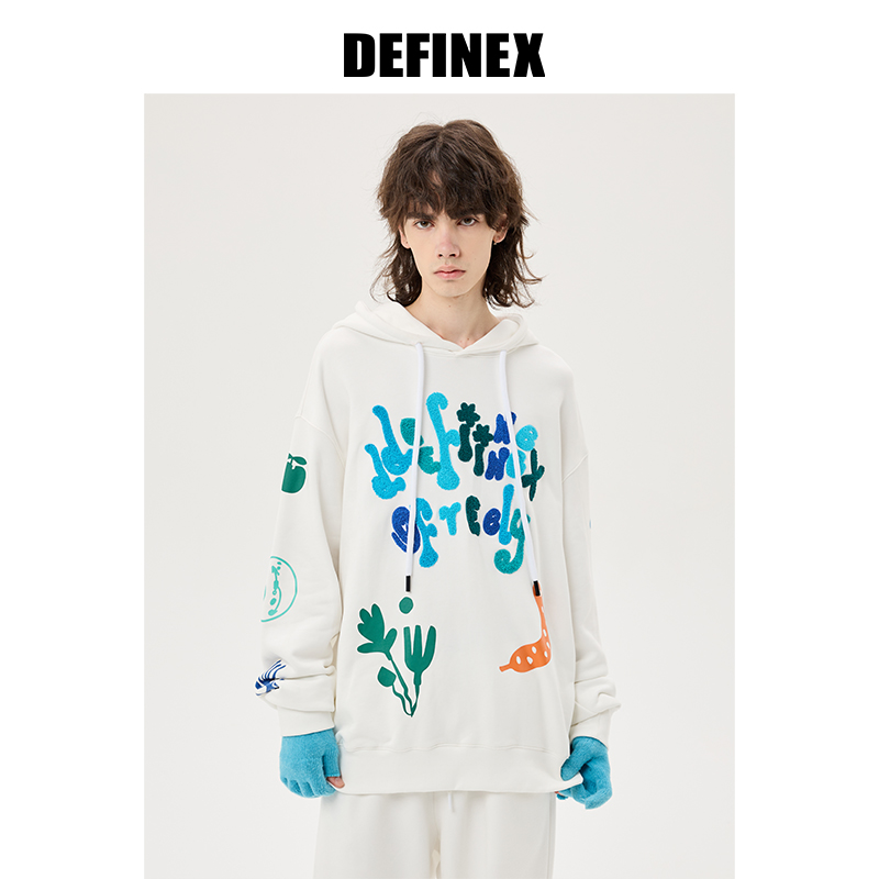 清仓DEFINEX潮牌印花圆领卫衣男