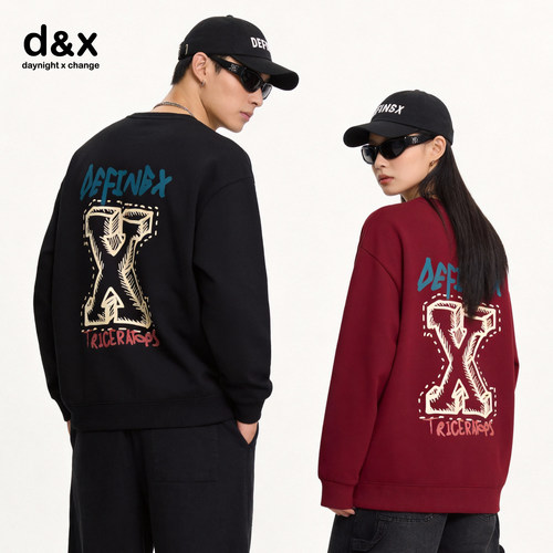 dx卫衣情侣款涂鸦印花宽松春新款