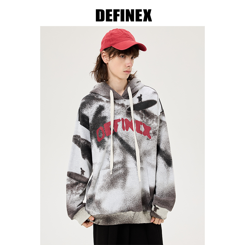 清仓DEFINEX潮牌印花连帽卫衣男