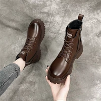 Martens, коричневая пони, демисезонные флисовые короткие сапоги, коллекция 2023, из натуральной кожи, большого размера (42)