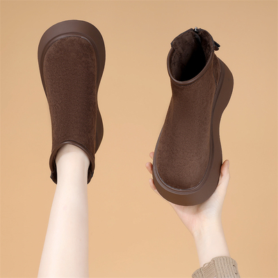 软底马丁靴女加绒加厚保暖后拉链