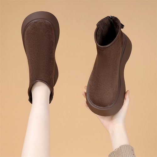 软底马丁靴女加绒加厚保暖后拉链