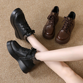 厚底短靴女2025新款 英伦风小个子增高马丁靴大码 冬季 加绒大棉鞋