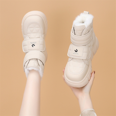 棉鞋冬季甜美风白色雪地靴防滑