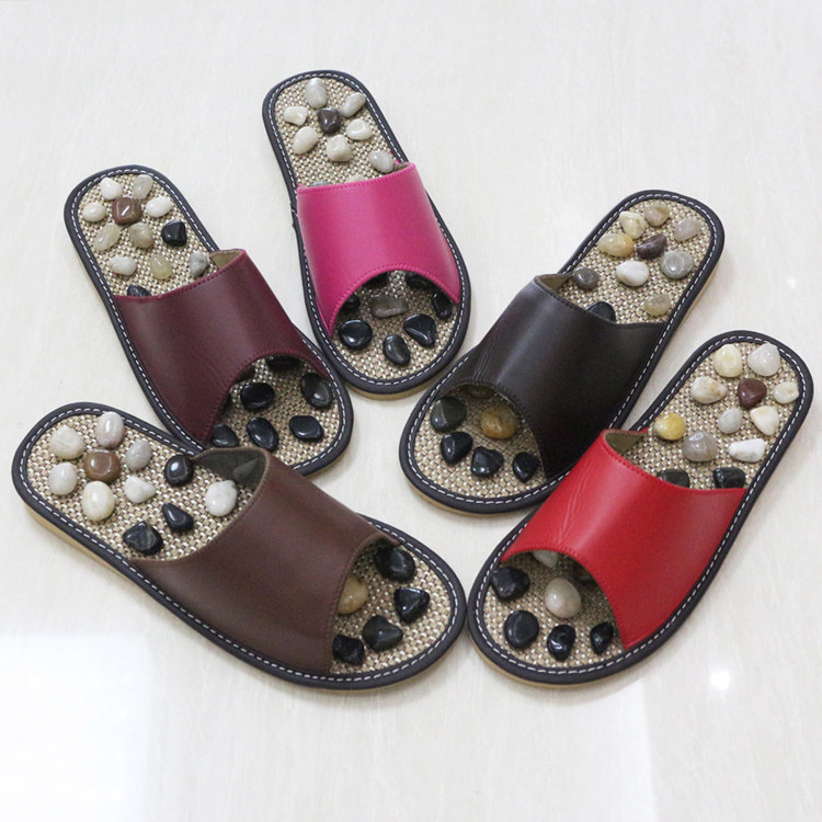 天然鹅卵石足底保健按摩穴位男女情侣托鞋夏家居家用石子防滑拖鞋