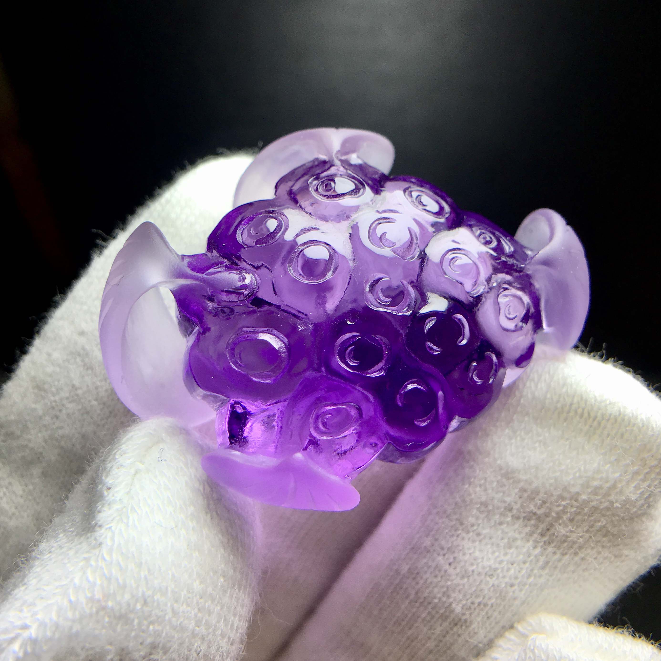 正品苏工精雕天然水晶巴西紫水晶莲藕荷花吊坠莲花挂件好事连连