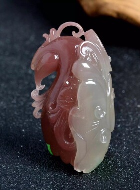 精雕天然水晶项坠紫绿玛瑙