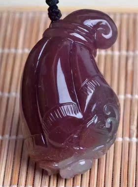 天然水晶精雕项坠紫绿玛瑙