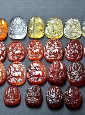 红玛瑙八大守护神十二生肖吊坠
