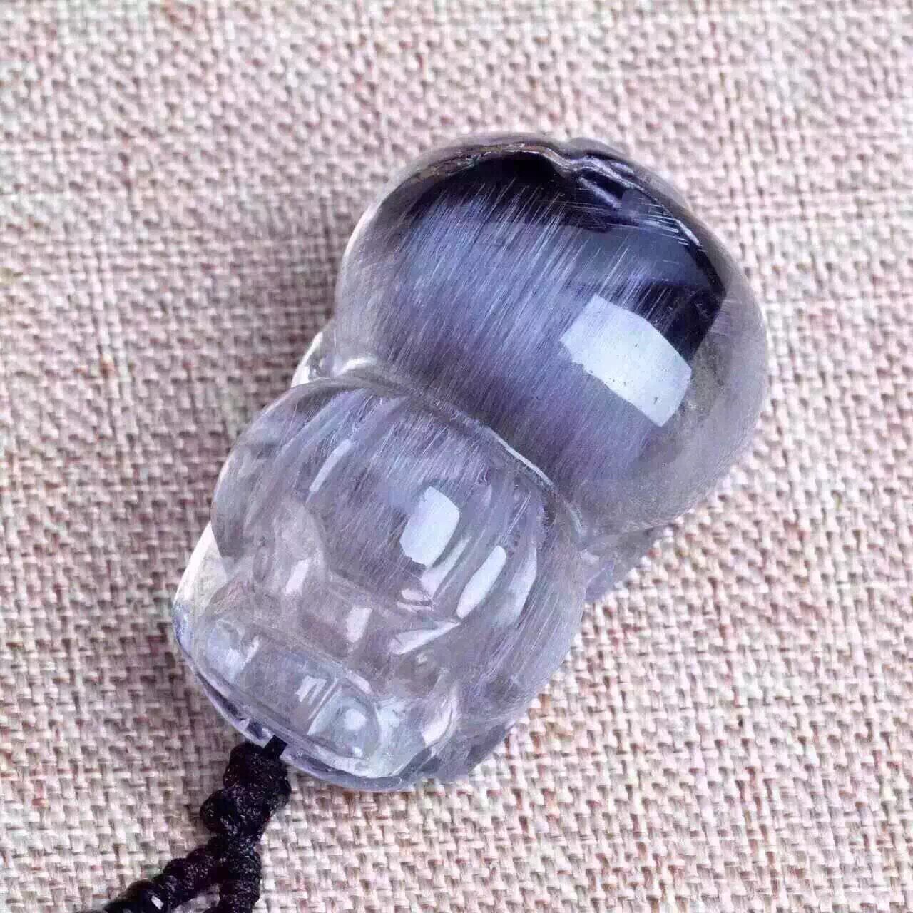 正品天然水晶银钛晶招财貔貅吊坠 顺顺发 招财发晶项坠