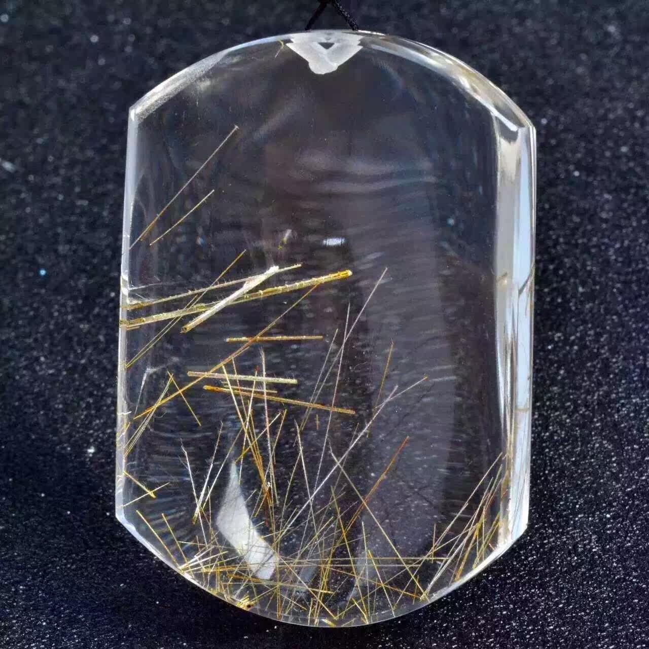 正品玻璃体天然水晶铜发晶平安无事牌吊坠发晶项坠猫眼效应平安符