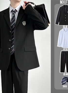 DK西装男女套装初中高中生学院风毕业班服一套西服垫肩外套jk制服