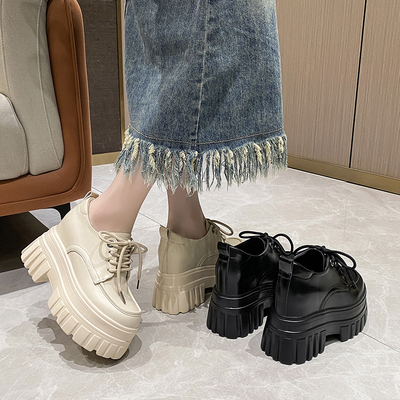 松糕厚底坡跟英伦风单鞋