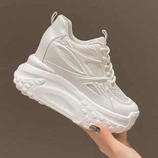 10cm内增高老爹鞋女2026春季新款厚底网面透气百搭休闲小个子女鞋