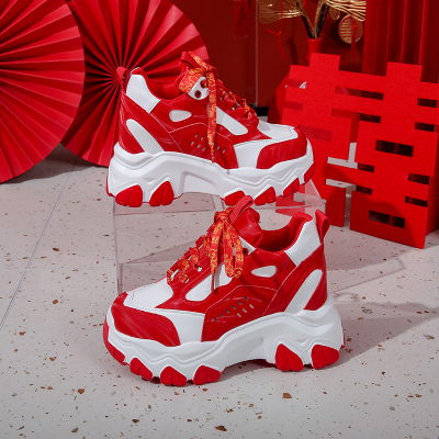 红色内增高10cm女鞋小个子