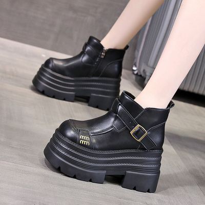欧货厚底增高马丁靴女冬季