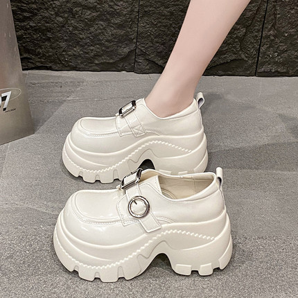 小个子增高9cm厚底小皮鞋女2026春季新款高级感乐福鞋配裙子单鞋