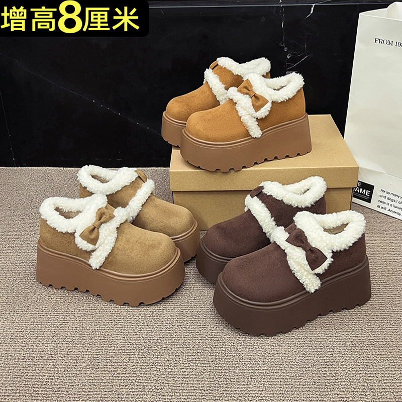 加绒松糕厚底勃肯棉鞋女