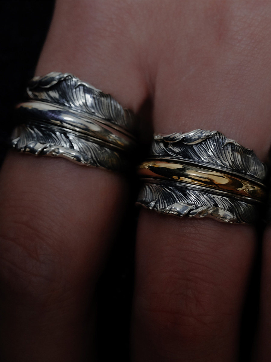 HorizonBlue925银半金半银戒指