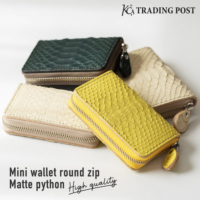 官方代理日本KC,s 天然蟒蛇皮配牛皮多卡位男女短款拉链钱包卡包