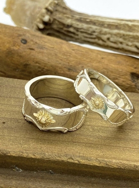 925银18k金太阳神戒指